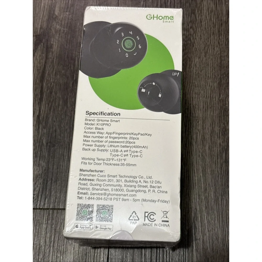 GHome Smart K10PRO Keypad Door Knob Lock Fingerprint App Key, Black